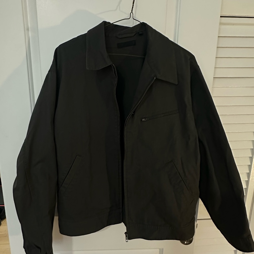 Uniqlo Men's Dark Grey Canvas Zip-Front Jacket
